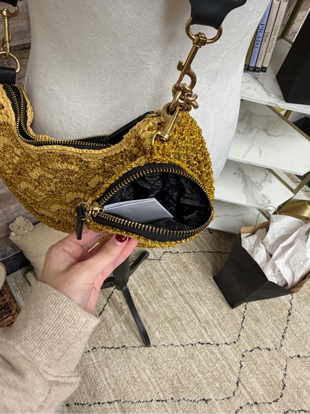 Kurt Geiger London Gold Metallic Crossbody OS - Picture 6 of 8